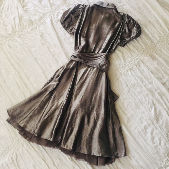 Metallic Silver BCBG Button Up Party Dress - Picture 7 of 8